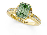 Yellow gold Fancy Green Emerald  Cut Halo Diamond Ring with Channel Set Band and Four-Prong Setting_33