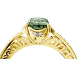Yellow gold Fancy Green Emerald  Cut Halo Diamond Ring with Channel Set Band and Four-Prong Setting_36