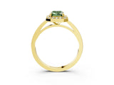 Yellow gold Fancy Green Emerald Cut Halo Diamond Ring with Solitaire Band and Prong Setting_3