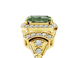 Yellow gold Fancy Green Emerald Cut Halo Diamond Split Shank Engagement Ring with Four-Prong Setting_17