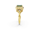 Yellow gold Fancy Green Emerald Cut Halo Diamond Split Shank Engagement Ring with Four-Prong Setting_8