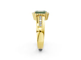 Yellow gold Fancy Green Emerald  Cut Halo Pave Band Four-Prong Ring_51