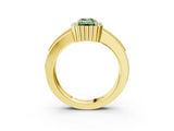 Yellow gold Fancy Green Emerald  Cut Halo Pave Band Four-Prong Ring_52