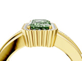 Yellow gold Fancy Green Emerald  Cut Halo Pave Band Four-Prong Ring_53