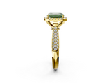 Yellow gold Fancy Green Emerald  Cut Halo Pave Band Four-Prong Setting Ring_39