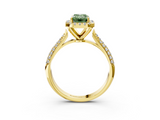 Yellow gold Fancy Green Emerald  Cut Halo Pave Band Four-Prong Setting Ring_40