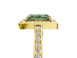 Yellow gold Fancy Green Emerald  Cut Halo Pave Split Shank Prong Setting Ring_37