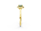 Yellow gold Fancy Green Emerald Cut Halo Round Diamond Solitaire Engagement Ring with Pave Band and Four-Prong Setting_14