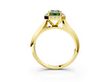 Yellow gold Fancy Green Emerald  Cut Halo Solitaire Engagement Ring with Square Band and Four-Prong Setting_117