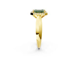 Yellow gold Fancy Green Emerald  Cut Halo Solitaire Engagement Ring with Square Band and Four-Prong Setting_68