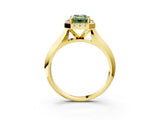 Yellow gold Fancy Green Emerald  Cut Halo Solitaire Engagement Ring with Square Band and Four-Prong Setting_69
