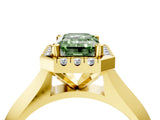 Yellow gold Fancy Green Emerald  Cut Halo Solitaire Engagement Ring with Square Band and Four-Prong Setting_70