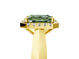 Yellow gold Fancy Green Emerald  Cut Halo Solitaire Engagement Ring with Square Band and Four-Prong Setting_71