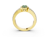 Yellow gold Fancy Green Emerald  Cut Halo Split Shank Diamond Ring with Four-Prong Setting_48