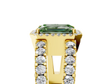 Yellow gold Fancy Green Emerald  Cut Halo Split Shank Diamond Ring with Four-Prong Setting_50