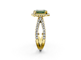 Yellow gold Fancy Green Emerald  Cut Halo Split Shank Pave Set Ring_63