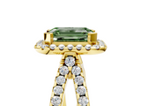 Yellow gold Fancy Green Emerald  Cut Halo Split Shank Pave Set Ring_66