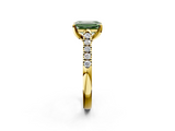 Yellow gold Fancy Green Emerald  Cut Pavé Band Solitaire Ring with Four-Prong Setting_27
