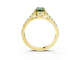 Yellow gold Fancy Green Emerald  Cut Pavé Band Solitaire Ring with Four-Prong Setting_28