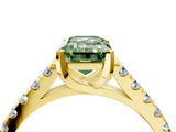 Yellow gold Fancy Green Emerald  Cut Pavé Band Solitaire Ring with Four-Prong Setting_29