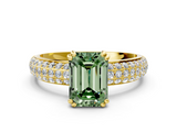 Yellow gold Fancy Green Emerald  Cut Pave Diamond Engagement Ring with Channel Set Band and Four-Prong Setting_20