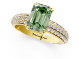 Yellow gold Fancy Green Emerald  Cut Pave Diamond Engagement Ring with Channel Set Band and Four-Prong Setting_21