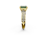 Yellow gold Fancy Green Emerald  Cut Pave Diamond Engagement Ring with Channel Set Band and Four-Prong Setting_22