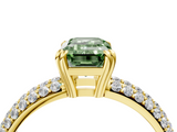 Yellow gold Fancy Green Emerald  Cut Pave Diamond Engagement Ring with Channel Set Band and Four-Prong Setting_24