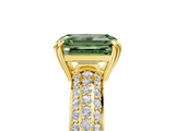 Yellow gold Fancy Green Emerald  Cut Pave Diamond Engagement Ring with Channel Set Band and Four-Prong Setting_25