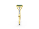 Yellow gold Fancy Green Emerald Cut Solitaire Cathedral Diamond Engagement Ring with Channel-Set Band and Four-Prong Setting_5