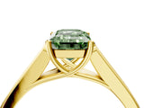 Yellow gold Fancy Green Emerald Cut Solitaire Cathedral Diamond Engagement Ring with Channel-Set Band and Four-Prong Setting_7