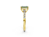 Yellow gold Fancy Green Emerald Cut Solitaire Diamond Engagement Ring with Pavé Band and Six-Prong Setting_14