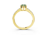 Yellow gold Fancy Green Emerald Cut Solitaire Diamond Engagement Ring with Pavé Band and Six-Prong Setting_15