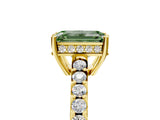 Yellow gold Fancy Green Emerald Cut Solitaire Diamond Engagement Ring with Pavé Band and Six-Prong Setting_17
