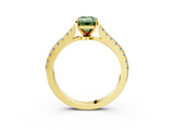 Yellow gold Fancy Green Emerald  Cut Solitaire Diamond Engagement Ring with Pave Band and Four-Prong Setting_167