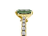 Yellow gold Fancy Green Emerald  Cut Solitaire Diamond Engagement Ring with Pave Band and Four-Prong Setting_169