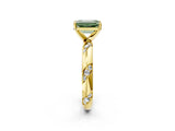 Yellow gold Fancy Green Emerald Cut Solitaire Diamond Engagement Ring with Twisted Pave Band and Four-Prong Setting_5