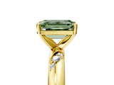 Yellow gold Fancy Green Emerald Cut Solitaire Diamond Engagement Ring with Twisted Pave Band and Four-Prong Setting_8