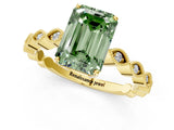 Yellow gold Fancy Green Emerald Cut Solitaire Diamond Ring with Infinity Twist Band and Four-Prong Setting_1