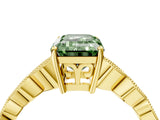 Yellow gold Fancy Green Emerald Cut Solitaire Diamond Ring with Infinity Twist Band and Four-Prong Setting_4