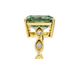 Yellow gold Fancy Green Emerald Cut Solitaire Diamond Ring with Infinity Twist Band and Four-Prong Setting_5