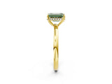 Yellow gold Fancy Green Emerald Cut Solitaire Diamond Ring with Prong Setting and Plain Band_2