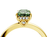 Yellow gold Fancy Green Emerald Cut Solitaire Diamond Ring with Prong Setting and Plain Band_4