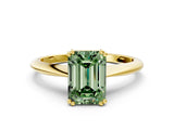 Yellow gold Fancy Green Emerald Cut Solitaire Diamond Ring with Six-Prong Setting and Classic Band_12