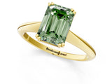Yellow gold Fancy Green Emerald Cut Solitaire Diamond Ring with Six-Prong Setting and Classic Band_13