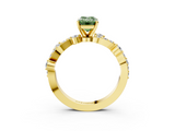 Yellow gold Fancy Green Emerald  Cut Solitaire Diamond Twisted Band with Pave Setting_65