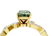 Yellow gold Fancy Green Emerald  Cut Solitaire Diamond Twisted Band with Pave Setting_66