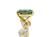 Yellow gold Fancy Green Emerald  Cut Solitaire Diamond Twisted Band with Pave Setting_67