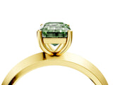 Yellow gold Fancy Green Emerald  Cut Solitaire Engagement Ring with Flat Band and Four-Prong Setting 5