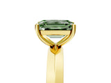 Yellow gold Fancy Green Emerald  Cut Solitaire Engagement Ring with Flat Band and Four-Prong Setting